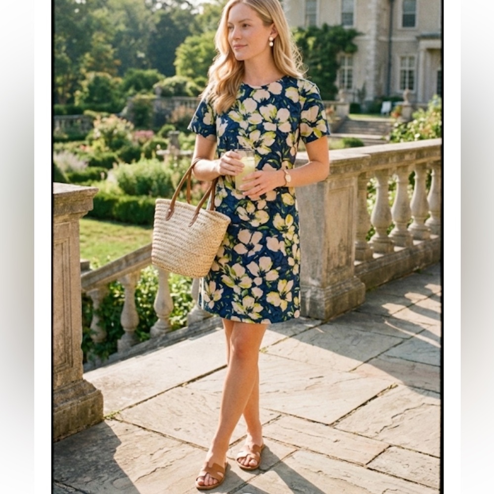 J Crew Factory Floral Gallery Shift Dress Size 0P Women’s Career Work Office